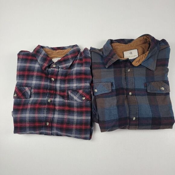 Lot Of 2 Legendary Whitetails Button Up Plaid Flannel Men's XL Long Sleeve Shirt - Picture 1 of 15
